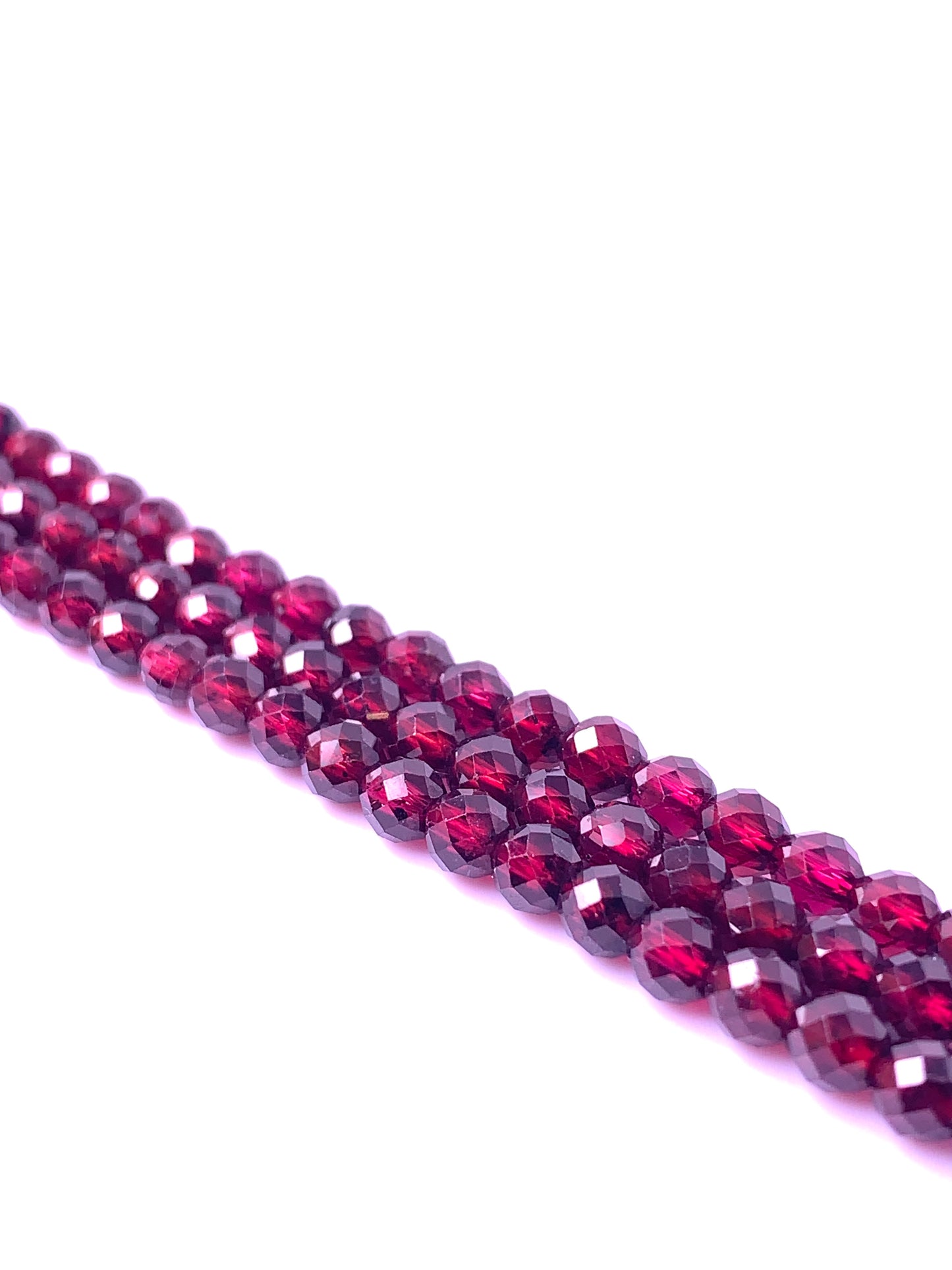 Garnet fac. bead strands, standard quality cqi, without clasp